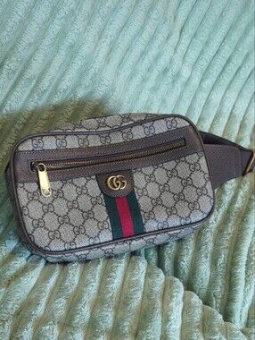 Soft GG Supreme Monogram Medium Ophidia Belt Bag Dark Brown
